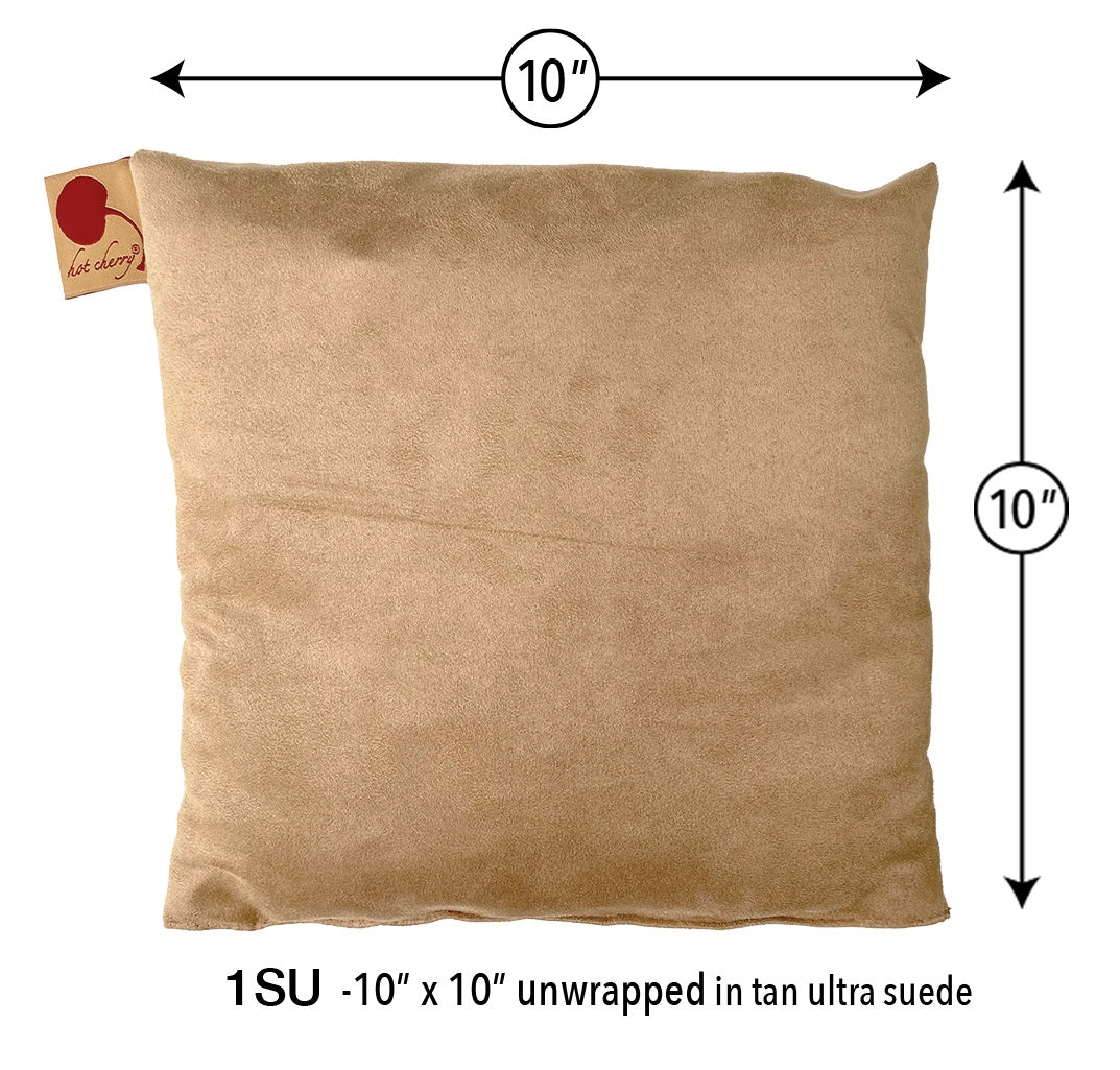 Square Cherry Stone Pillow in Tan Ultra-Suede - Trending Wellness Store