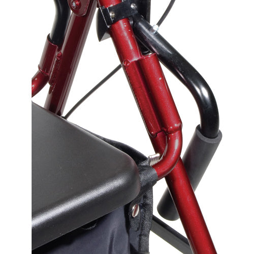 Duet 2-in-1 Rollator Transport Chair - Burgundy, Lightweight, Padded Seat & Backrest - Trending Wellness Store