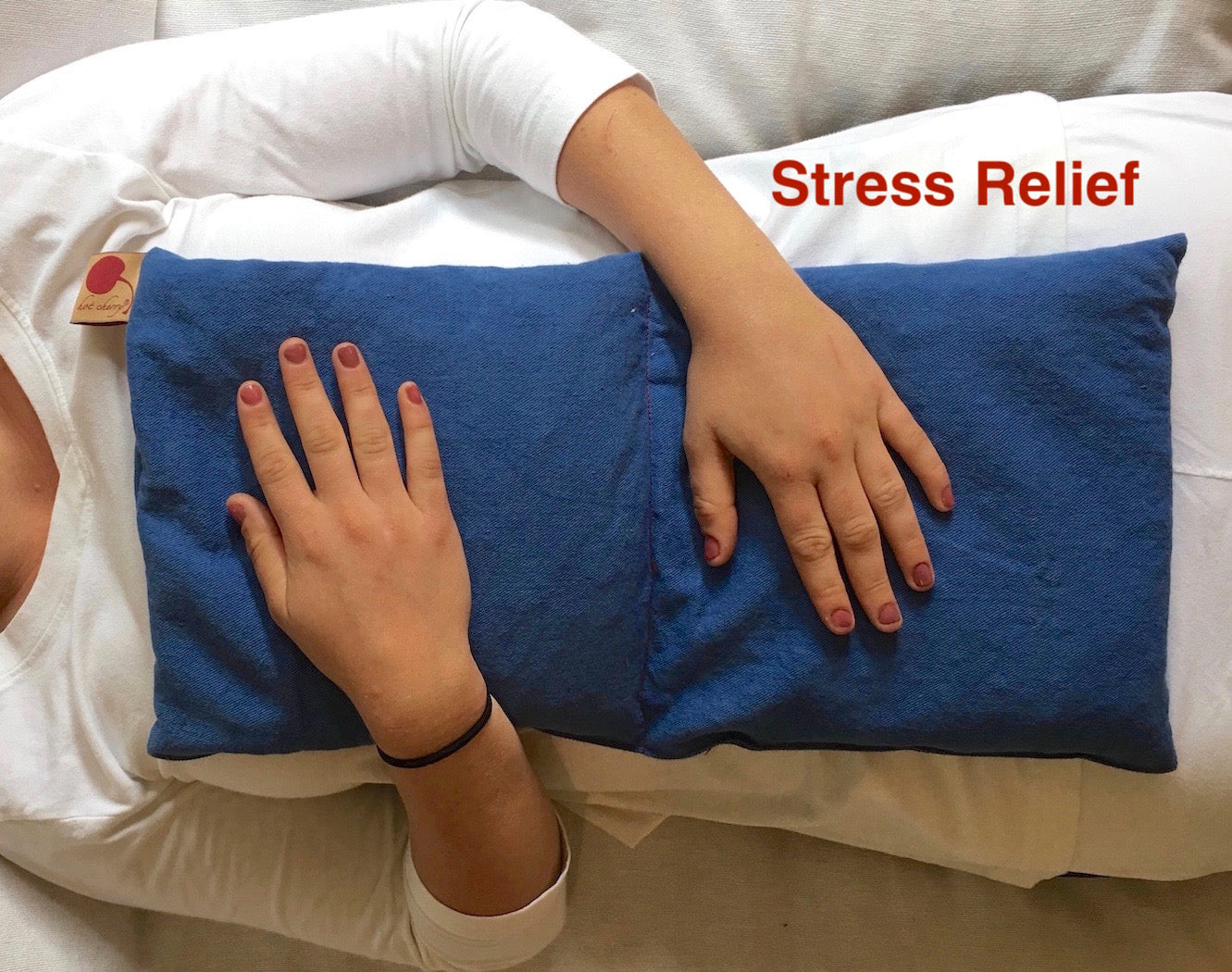Hot Cherry Double Square Pillow in Blue Denim - Trending Wellness Store