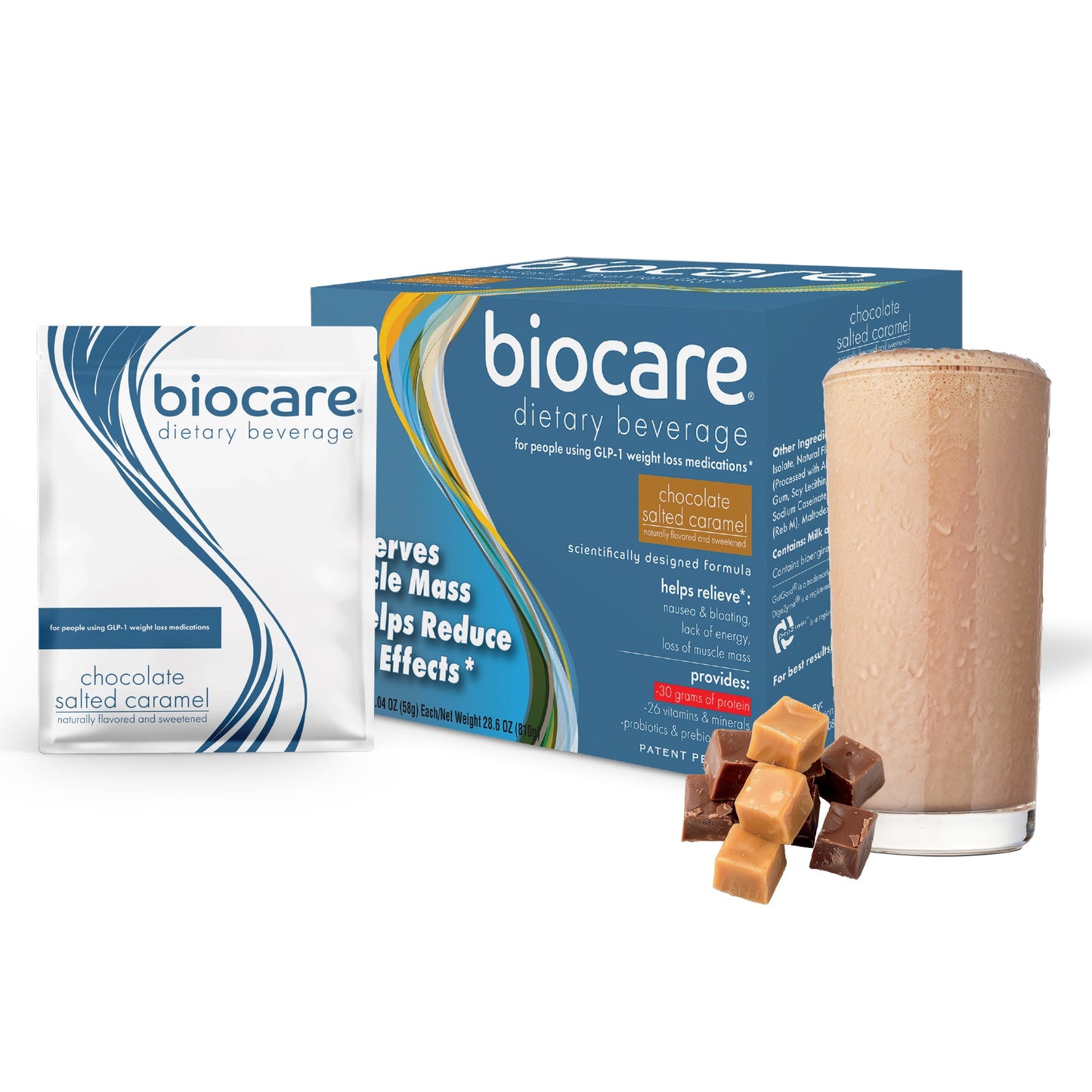 30G Protein Chocolate Salted Caramel Biocare Dietary Beverage (14-Count) - Trending Wellness Store