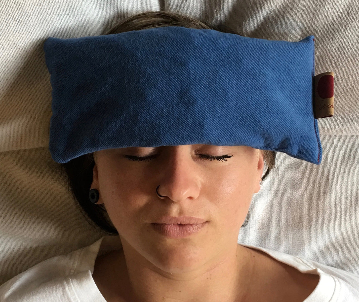Hot Cherry Eye Pillow in Blue Denim - Trending Wellness Store