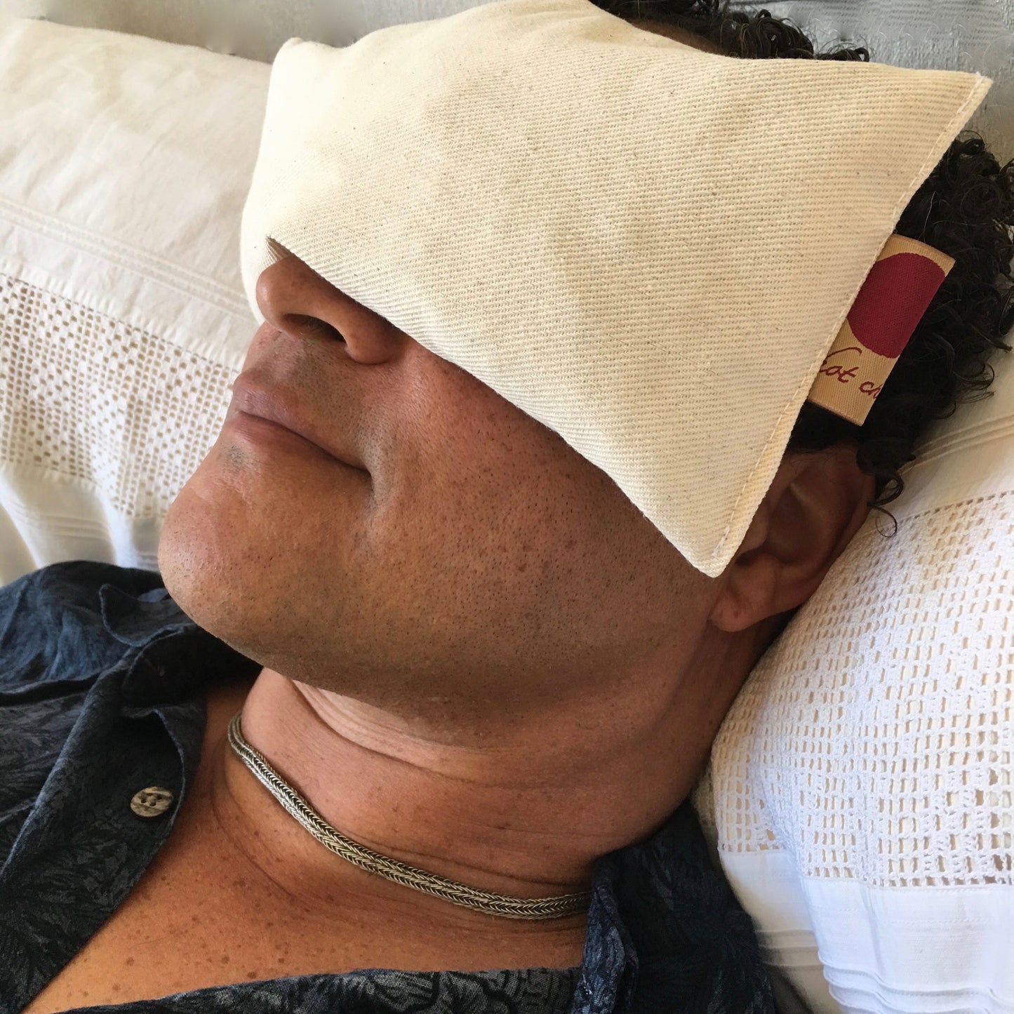 Hot Cherry Eye Pillow in Unbleached, Pre-washed, Natural Denim - Trending Wellness Store