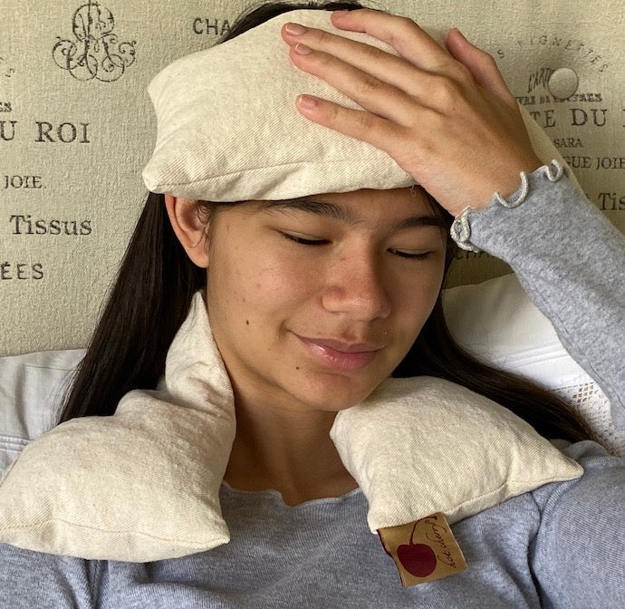 Hot Cherry Eye Pillow in Unbleached, Pre-washed, Natural Denim - Trending Wellness Store