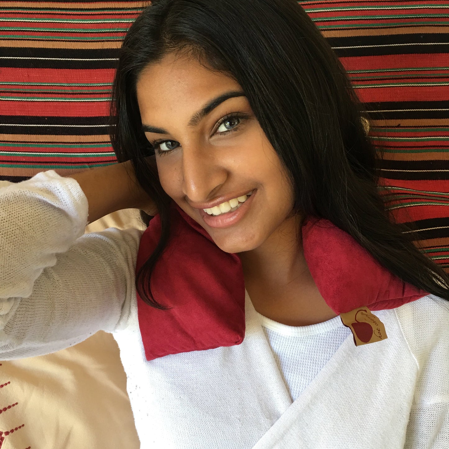 Hot Cherry Neck Wrap in Plush Red Ultra-Suede - Trending Wellness Store