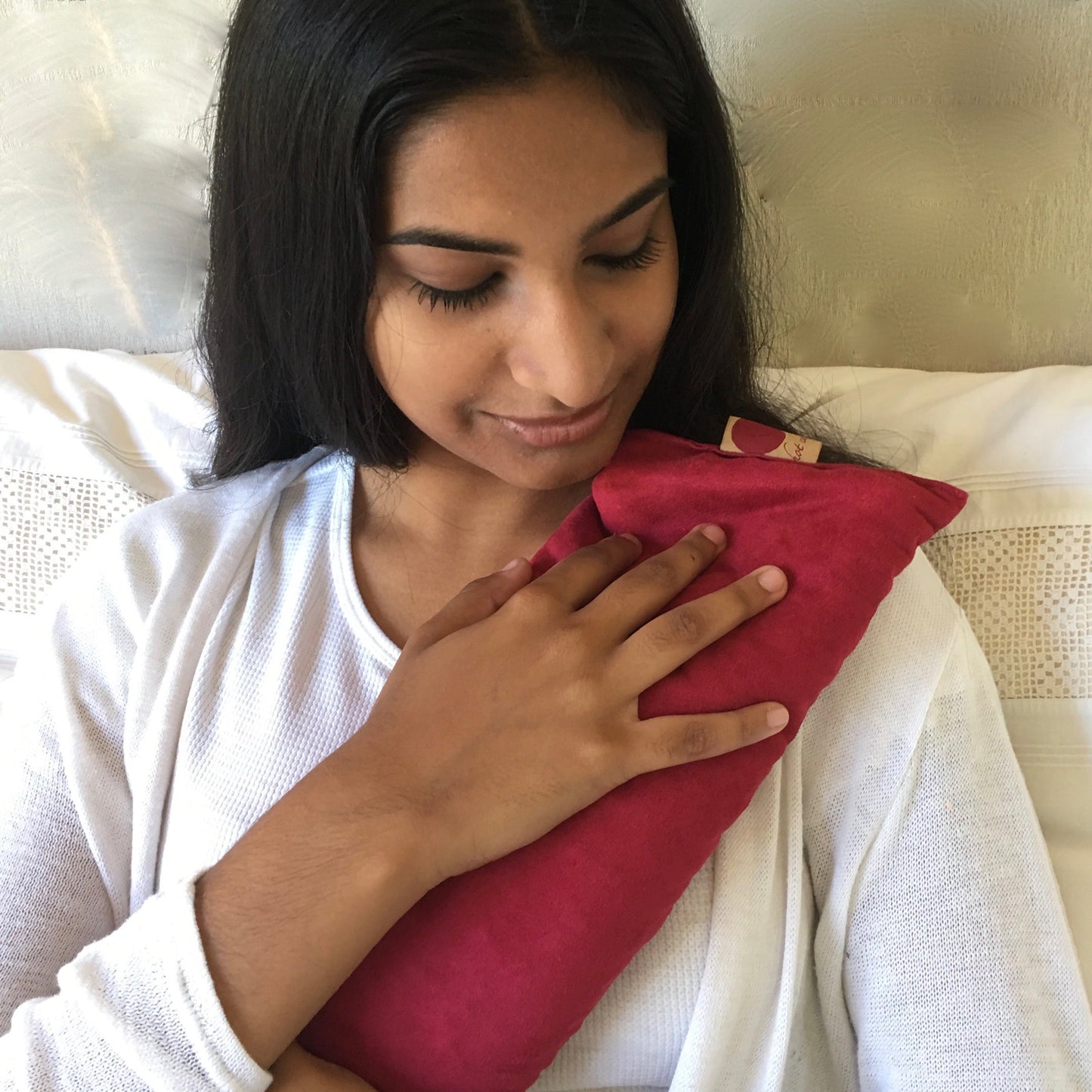Hot Cherry Cervical Neck Pillow, in Plush Red Ultra-Suede - Trending Wellness Store