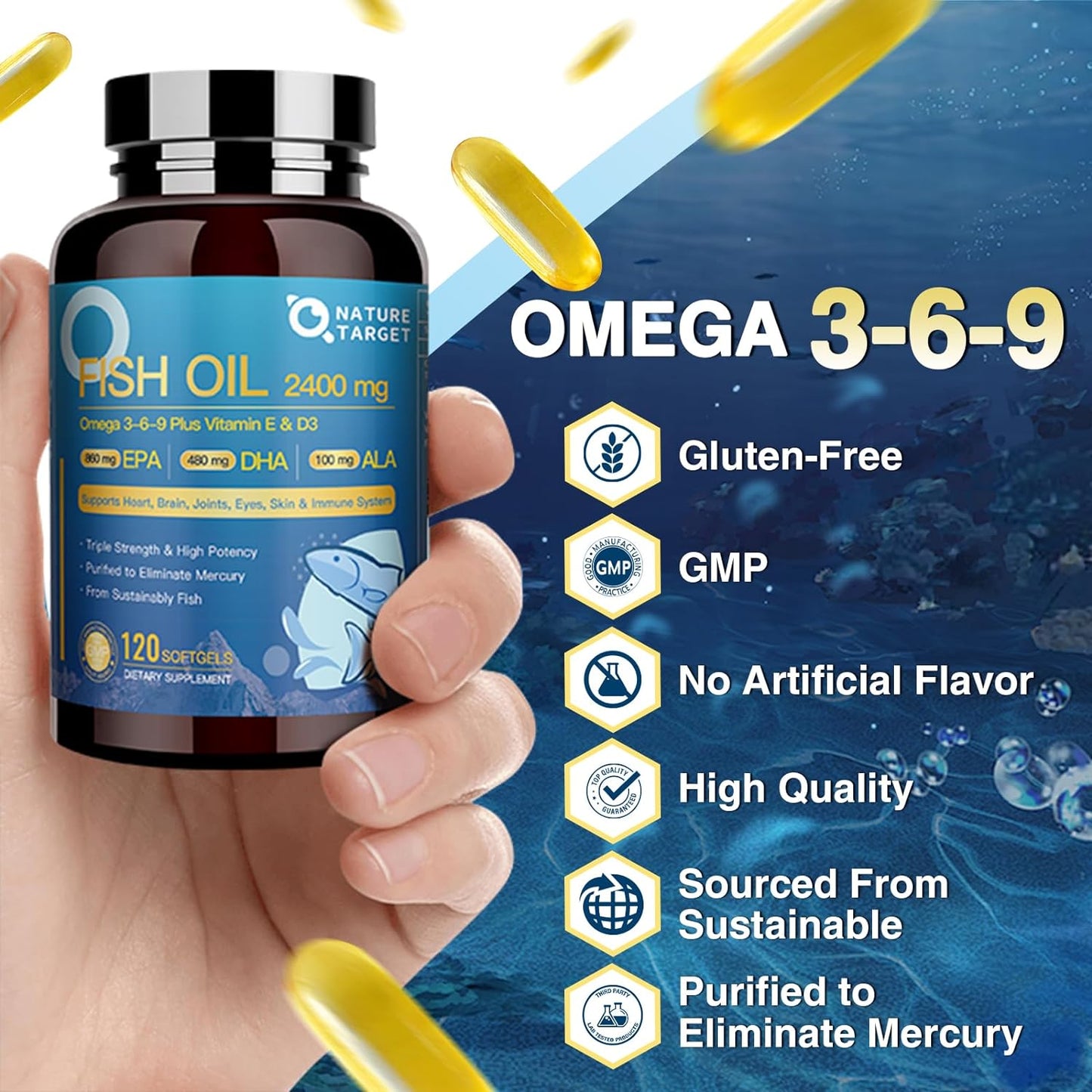 Vitamin D3 & E Fish Oil, 2400mg - Trending Wellness Store