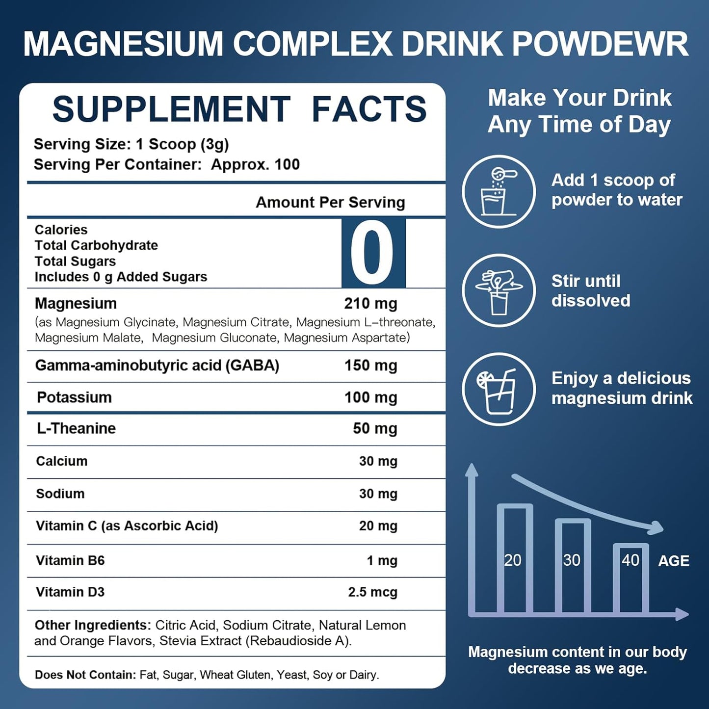 Magnesium Powder Supplement, 210mg - Trending Wellness Store
