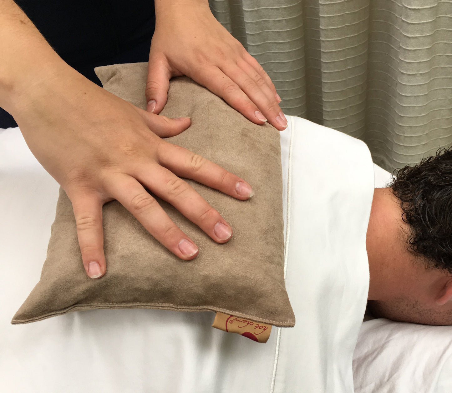 Large Rectangle Cherry Stone Pillow in Tan Ultra-Suede - Trending Wellness Store