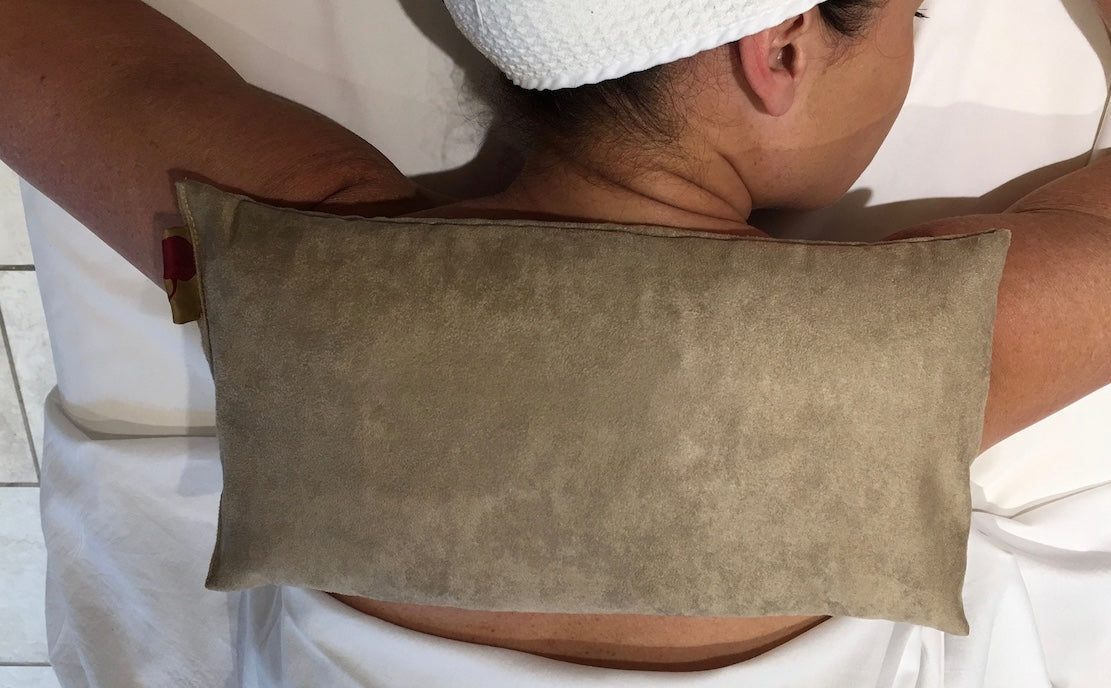 Large Rectangle Cherry Stone Pillow in Tan Ultra-Suede - Trending Wellness Store