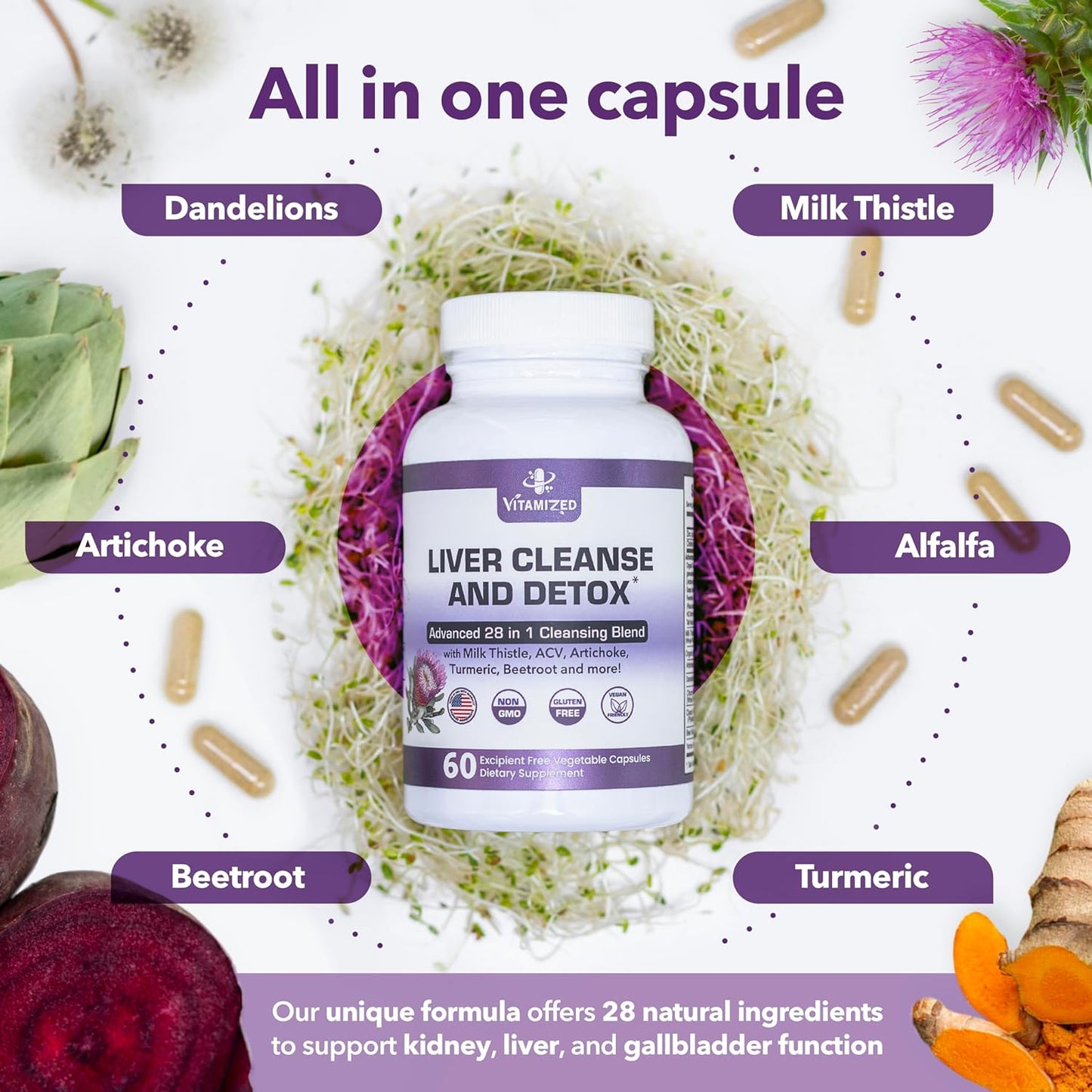 Liver Cleanse and Detox Formula - Milk Thistle, Artichoke Extract, Dandelion, and Apple Cider Vinegar - Liver Health Supplement - Trending Wellness Store