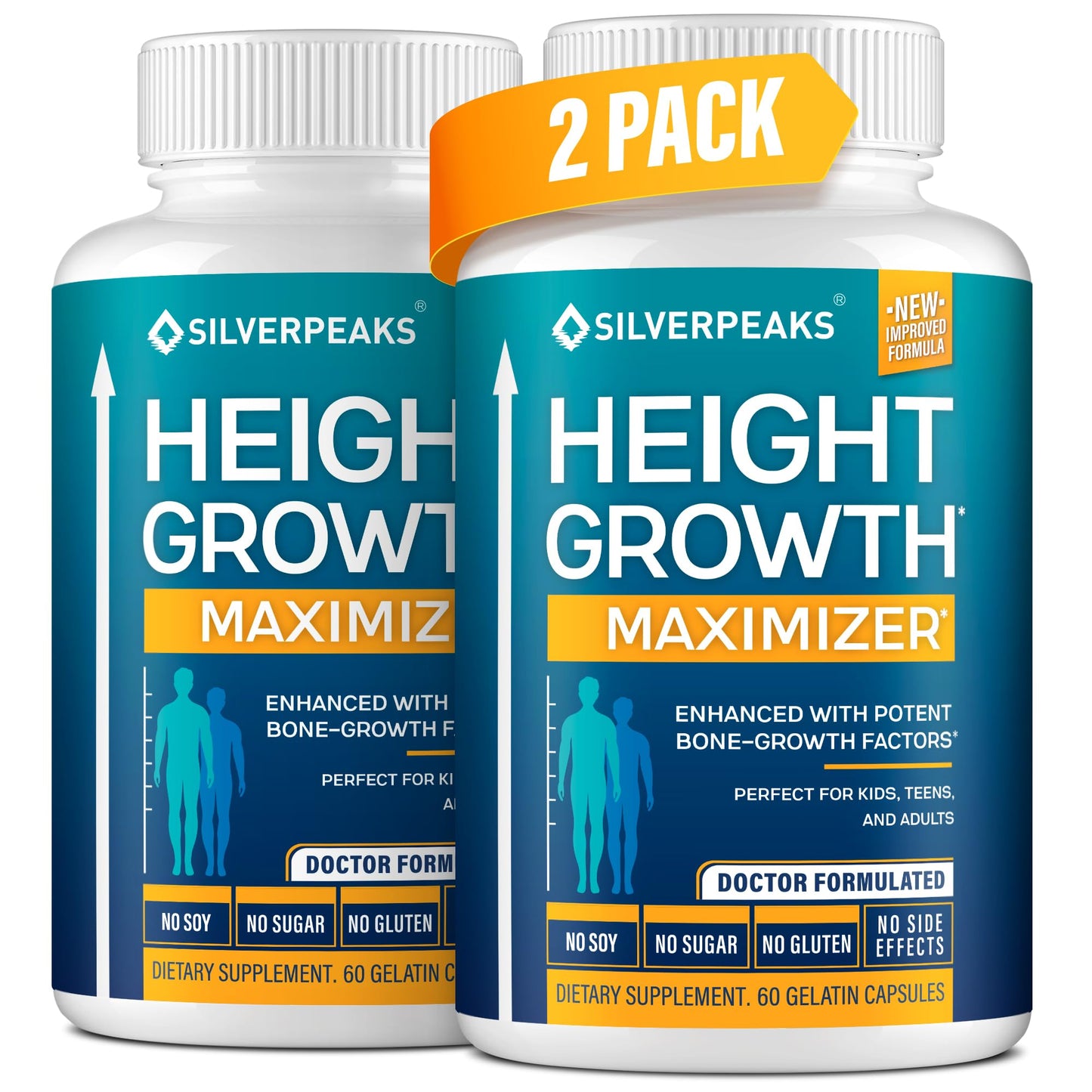 SILVERPEAKS Growth Capsules to Grow Taller - Height Growth Maximizer with Calcium for Bone Strength - Made in USA - Natural Get Taller Supplement - Free of Growth Hormone - Trending Wellness Store
