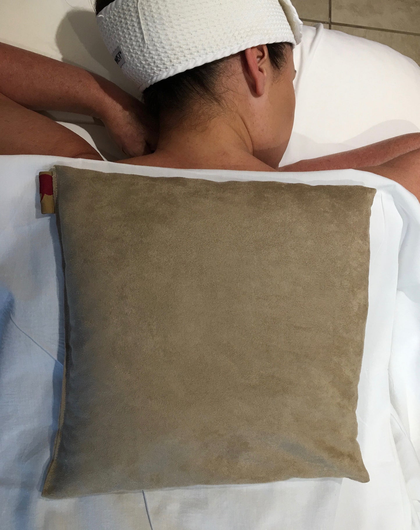 Large Square Cherry Stone Pillow in Tan Ultra-Suede - Trending Wellness Store