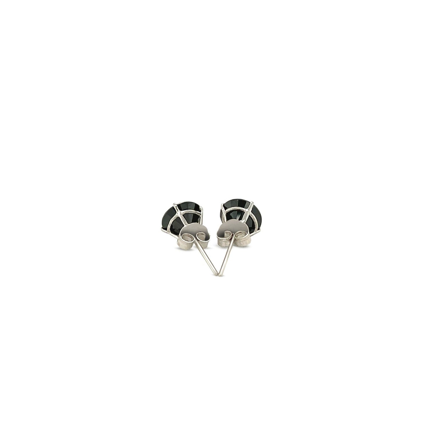 14k White Gold Stud Earrings with Black Faceted Cubic Zirconia(6mm) - Trending Wellness Store