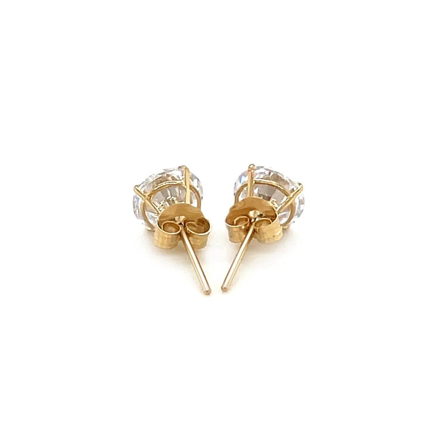 14k Yellow Gold Stud Earrings with White Hue Faceted Cubic Zirconia(6mm) - Trending Wellness Store