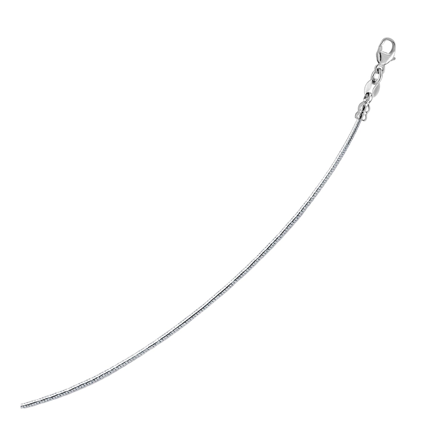 Sterling Silver Round Omega Style Chain Necklace with Rhodium Plating (1.55mm) - Trending Wellness Store