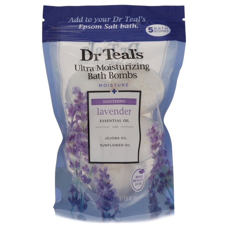 Dr Teal's Ultra Moisturizing Bath Bombs by Dr Teal's Five (5) 1.6 oz Moisture Soothing Bath Bombs with Lavender, Essential Oils, Jojoba Oil, Sunflower Oil (Unisex) 1.6 oz for Men - Trending Wellness Store