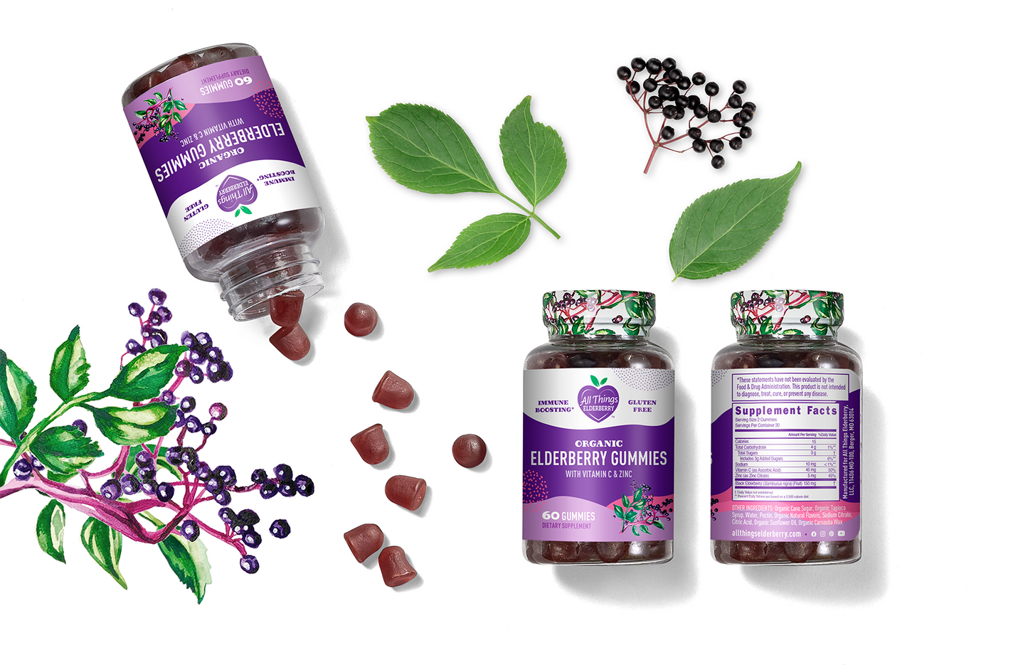ELDERBERRY GUMMIES WITH VITAMIN C & ZINC - ORGANIC - Trending Wellness Store