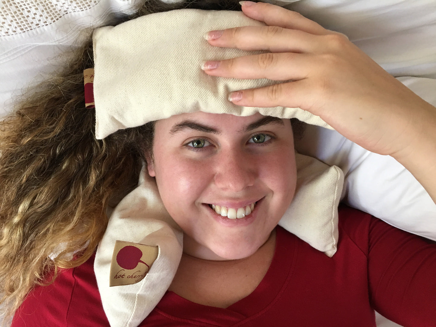 Hot Cherry Eye Pillow in Unbleached, Pre-washed, Natural Denim - Trending Wellness Store