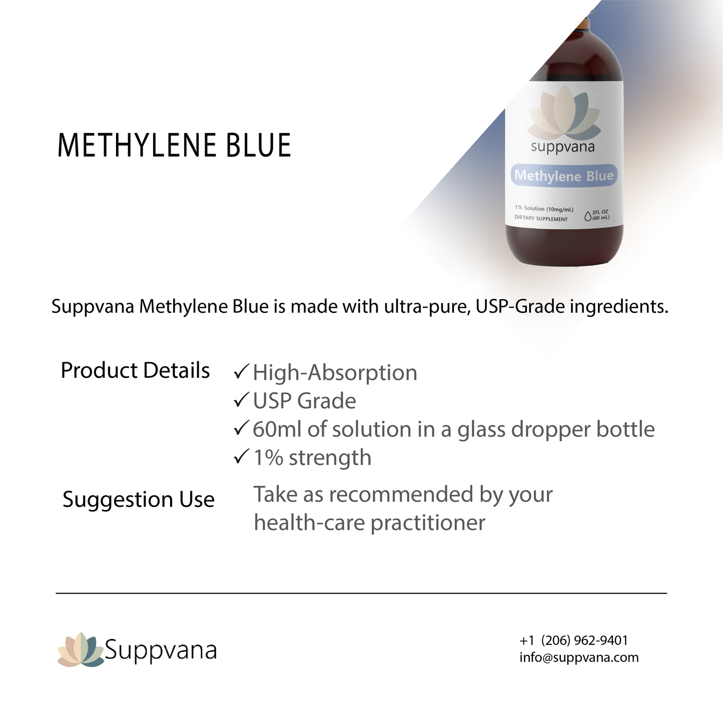 Suppvana Methylene Blue Liquid 1% (600mg, 2oz) - Trending Wellness Store