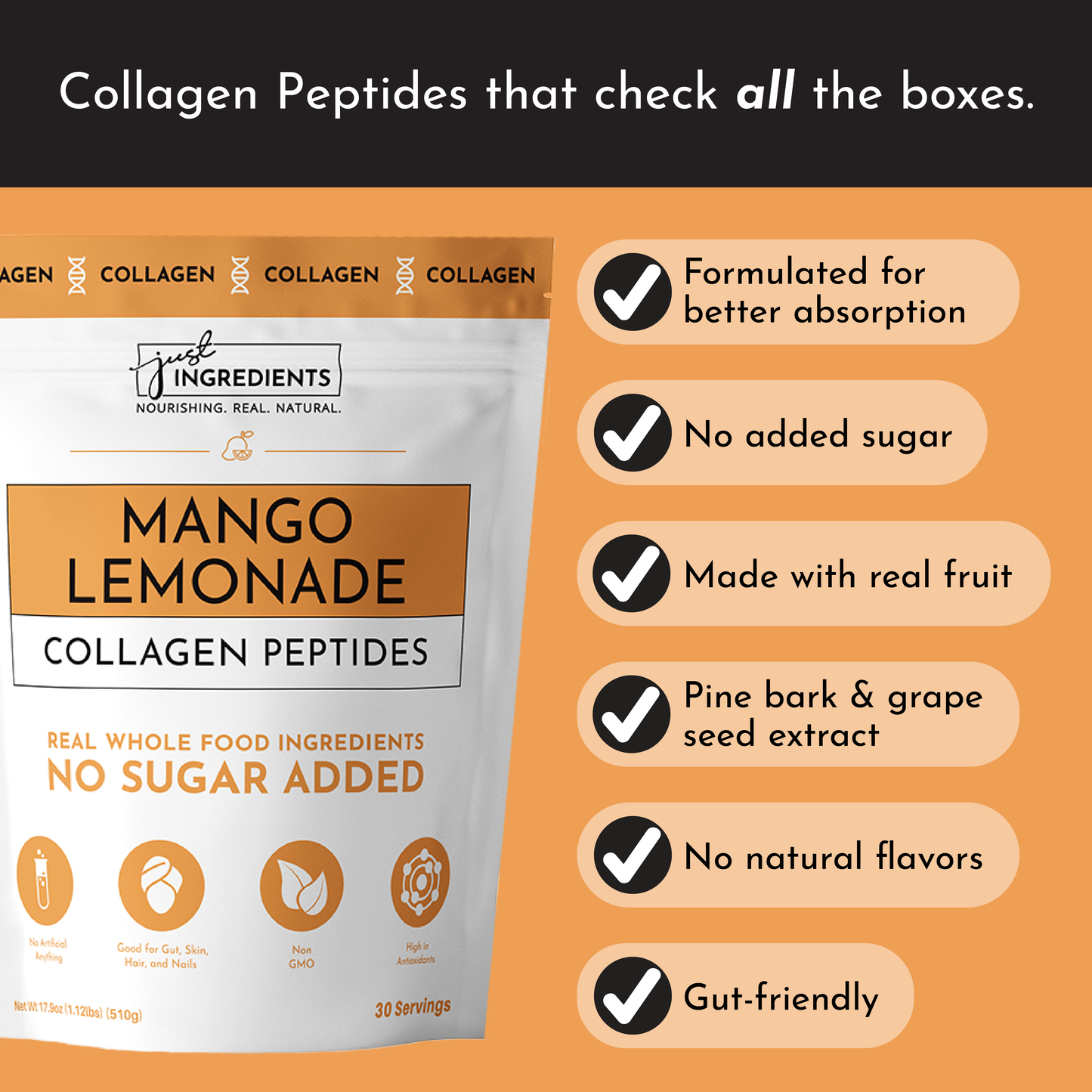 Mango Lemonade Collagen Peptides - Trending Wellness Store