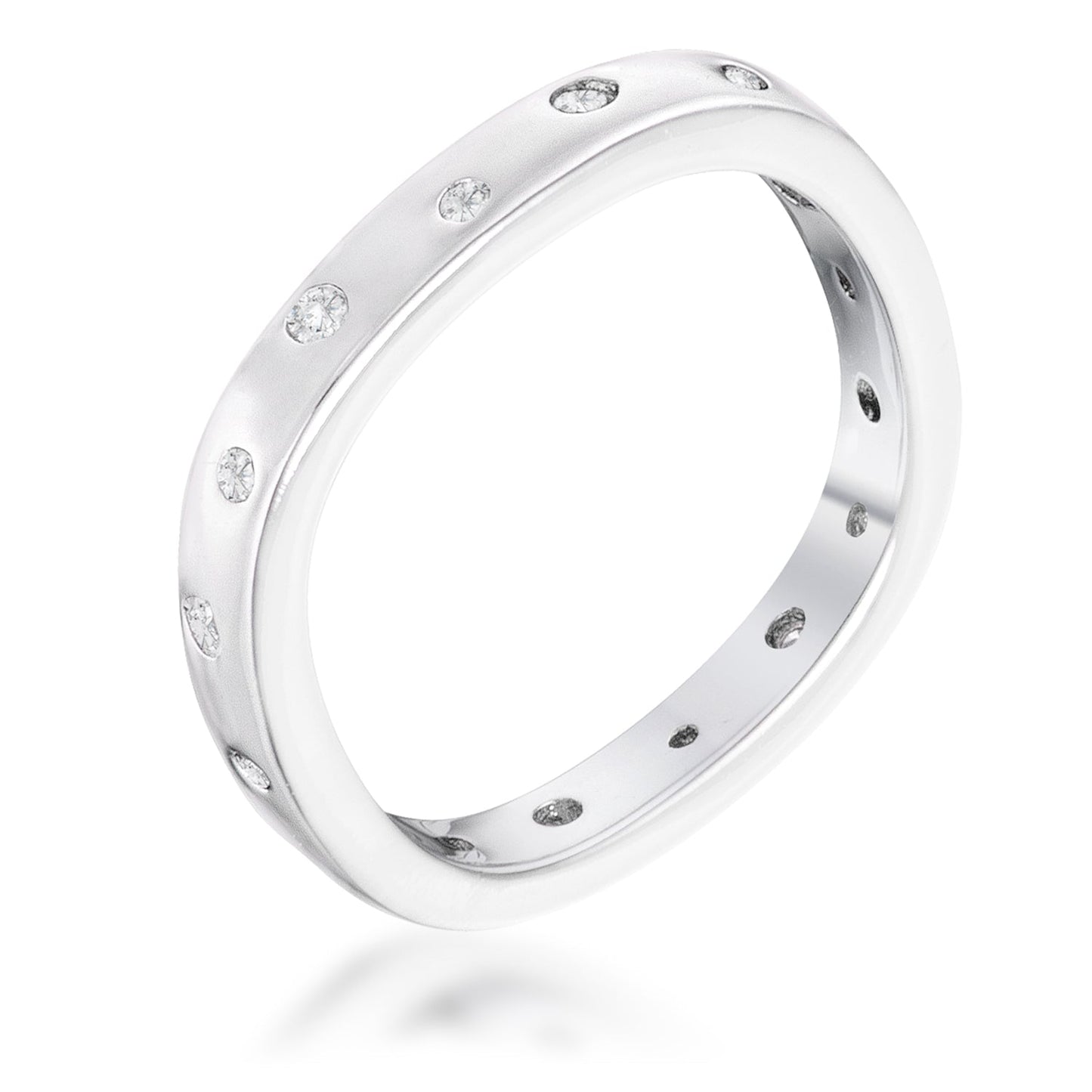 .23Ct Plated Cz Speckled Square Shaped Stackable Band - Trending Wellness Store