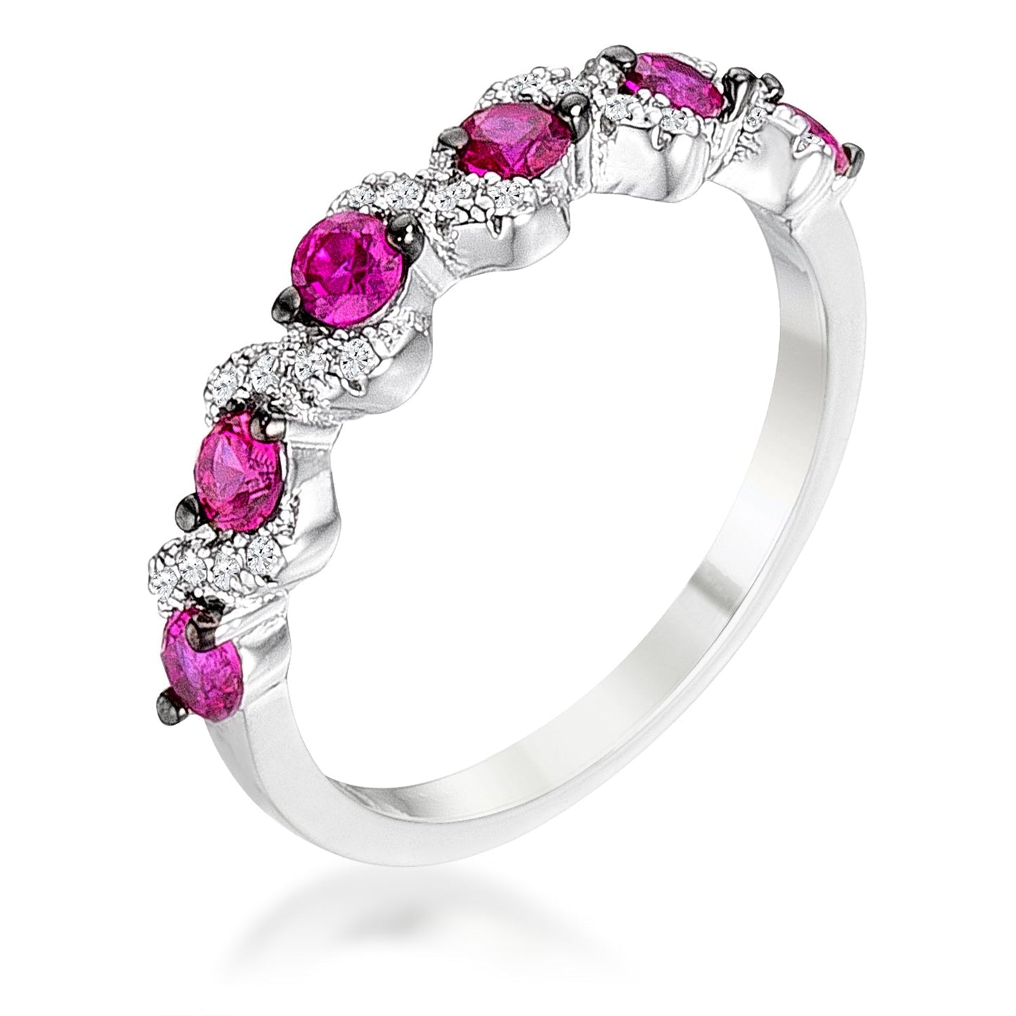 .18Ct and Hematite Plated S Shape and CZ Half Eternity Band - Trending Wellness Store
