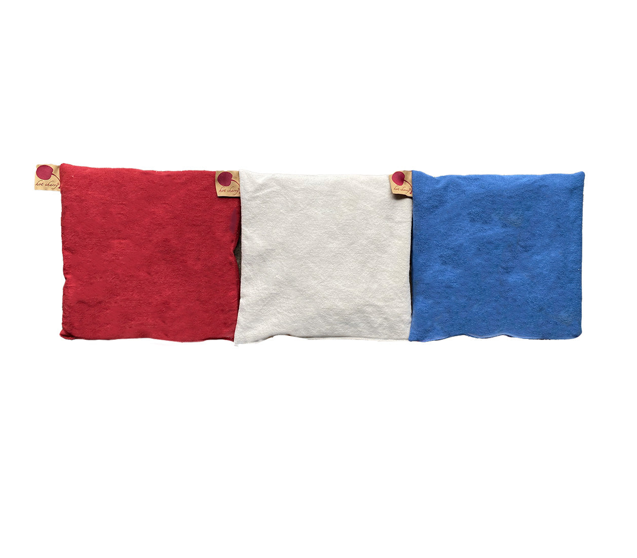 Summer Stack ––3 Square Denim Pillows –– Red, Blue & Natural - Trending Wellness Store