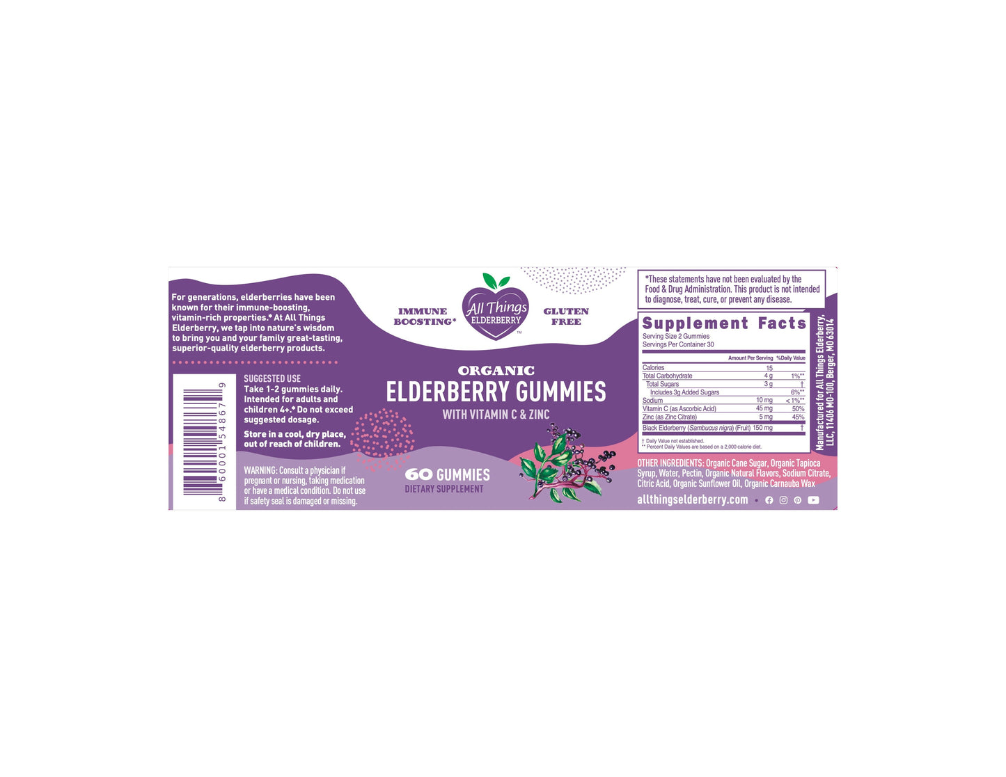 ELDERBERRY GUMMIES WITH VITAMIN C & ZINC - ORGANIC - Trending Wellness Store