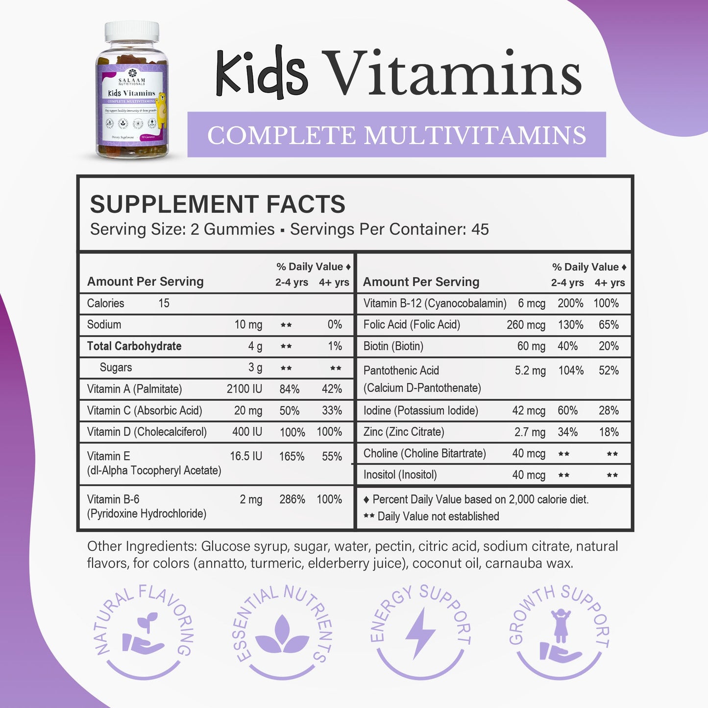Halal Kids Gummy Multivitamins with Vitamins A, C, E & Zinc - 90 Count | Salaam Nutritionals - Trending Wellness Store