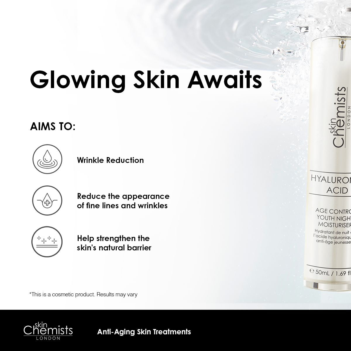 skinChemists Hyaluronic Acid Age Control Youth Night Moisturiser 50ml Twin Value Savings Pack - Trending Wellness Store