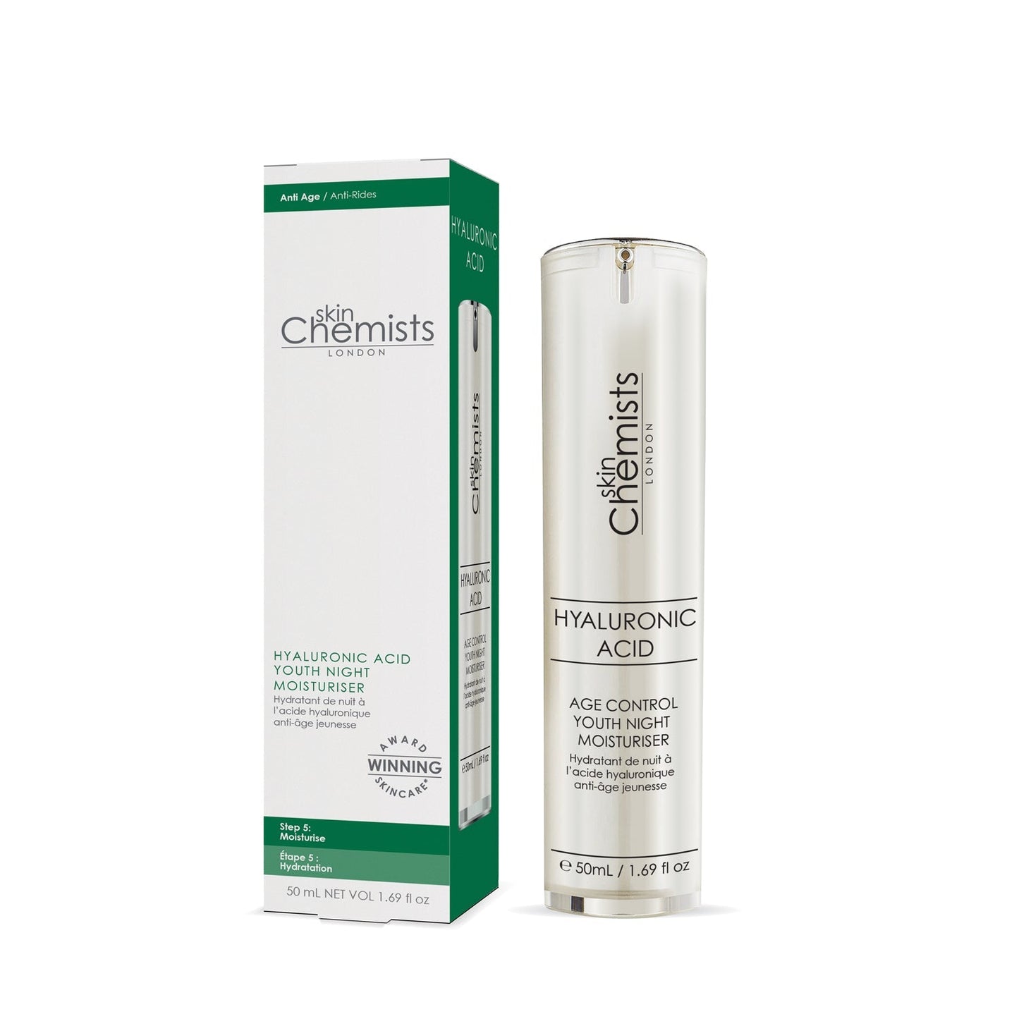 skinChemists Hyaluronic Acid Age Control Youth Night Moisturiser 50ml Twin Value Savings Pack - Trending Wellness Store