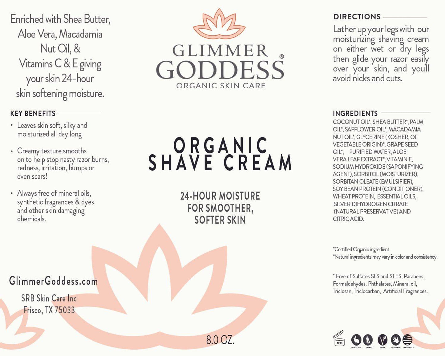 Glimmer Goddess’ Best Organic Shave Cream with Aloe, Coconut Oil, & Shea Butter - Trending Wellness Store