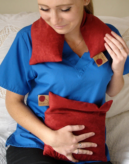 Feel Better Pack in Red Denim: Square, Eye Pillow & Neck Wrap - Trending Wellness Store