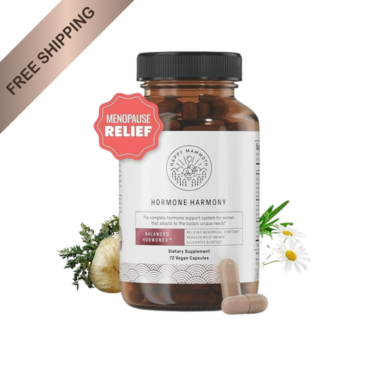Happy Mammoth Hormone Harmony – Vegan Menopause Support | Hormone Balance, Hot Flash & Mood Relief (72 Capsules) - Trending Wellness Store