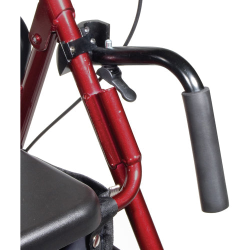 Duet 2-in-1 Rollator Transport Chair - Burgundy, Lightweight, Padded Seat & Backrest - Trending Wellness Store