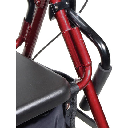 Duet 2-in-1 Rollator Transport Chair - Burgundy, Lightweight, Padded Seat & Backrest - Trending Wellness Store