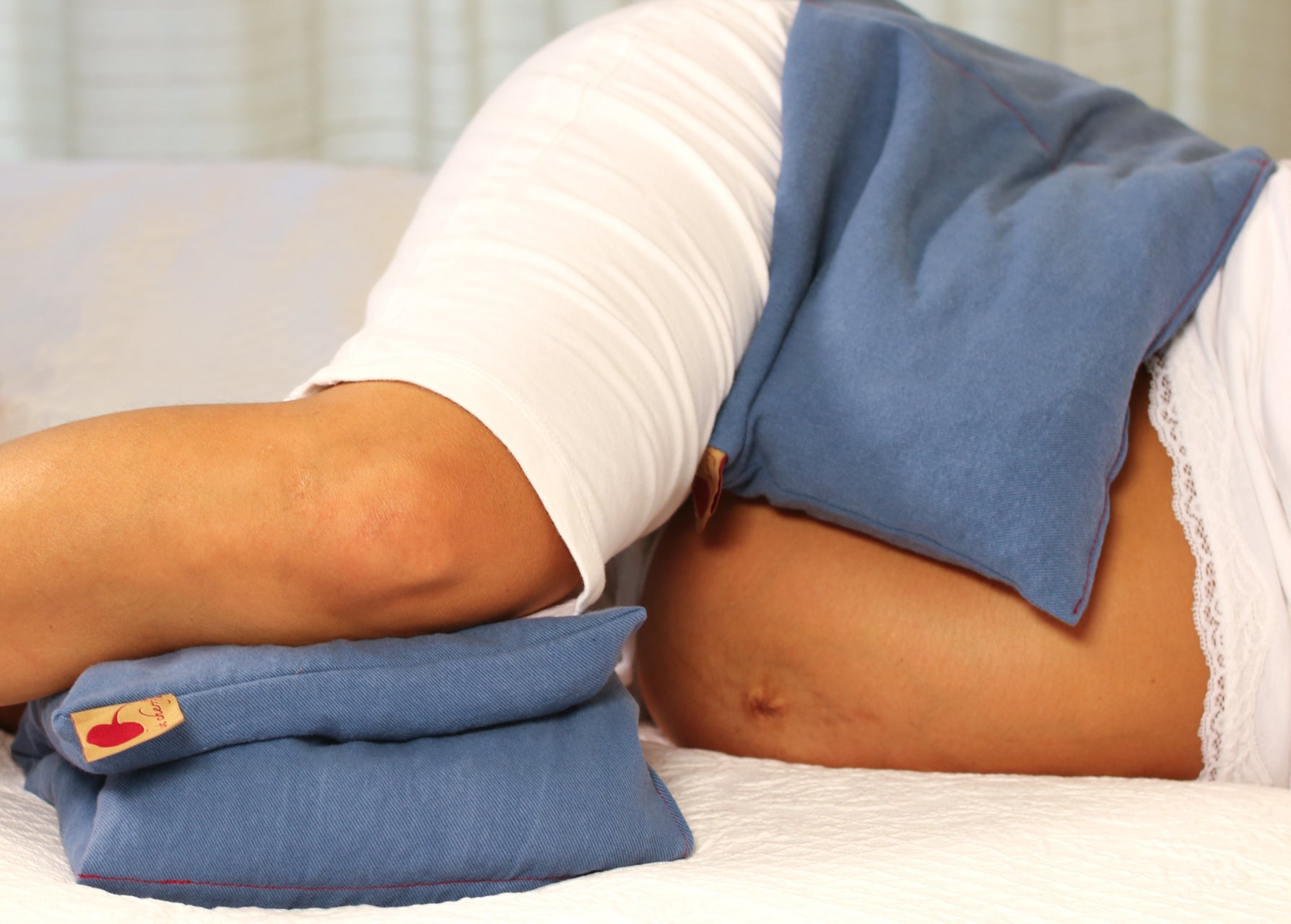 Hot Cherry Double Square Pillow in Blue Denim - Trending Wellness Store