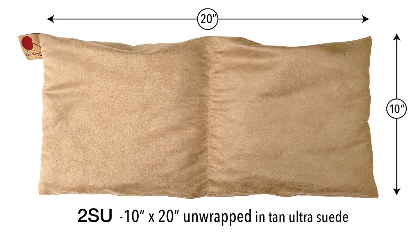 Double Square Cherry Stone Pillow in Tan Ultra-Suede - Trending Wellness Store