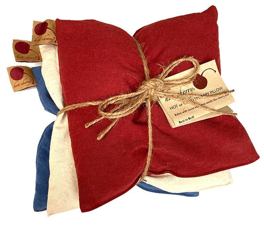 Summer Stack ––3 Square Denim Pillows –– Red, Blue & Natural - Trending Wellness Store