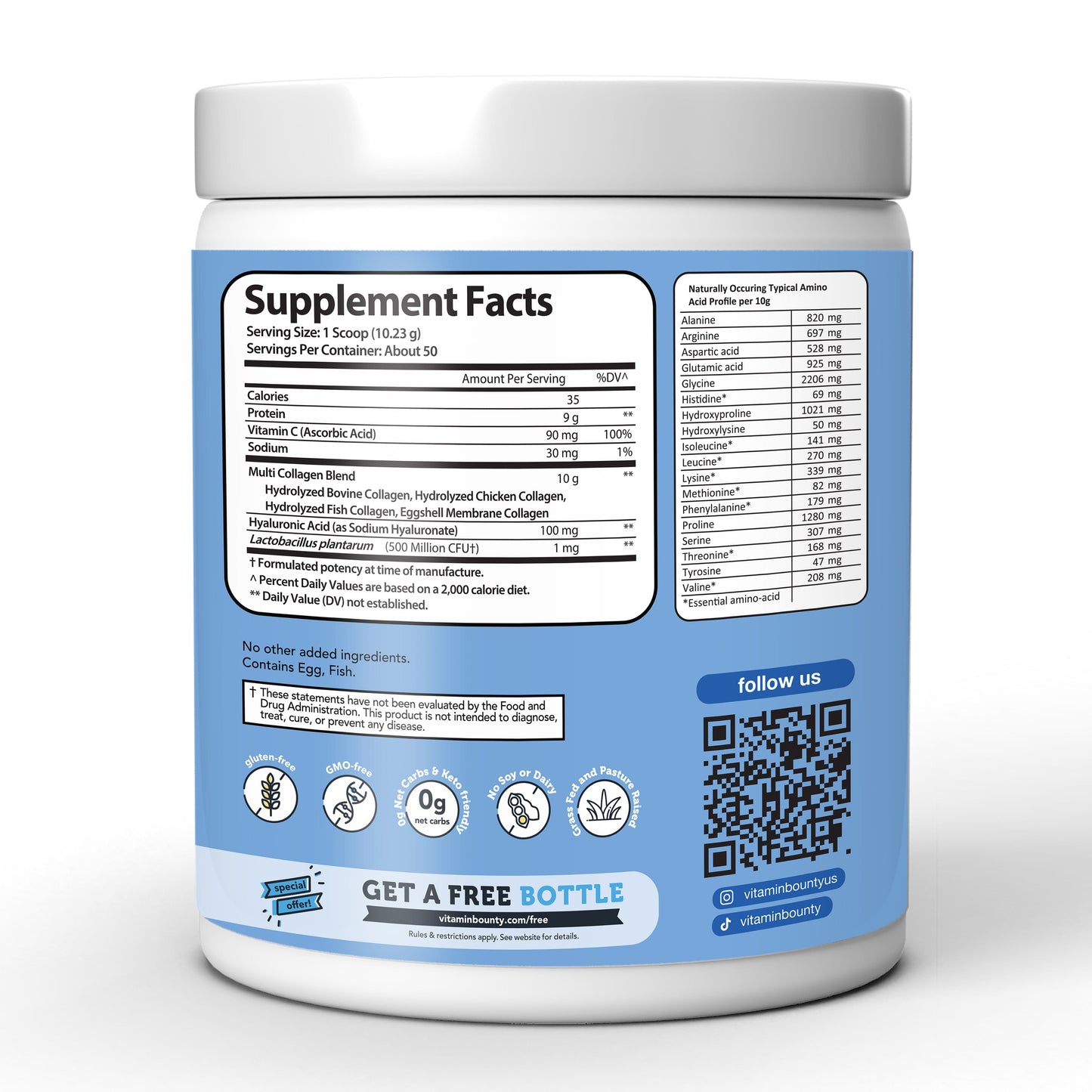 Colageno Hidrolizado 5 en 1 con Ácido Hialurónico, Vitamina C y Probióticos - Trending Wellness Store