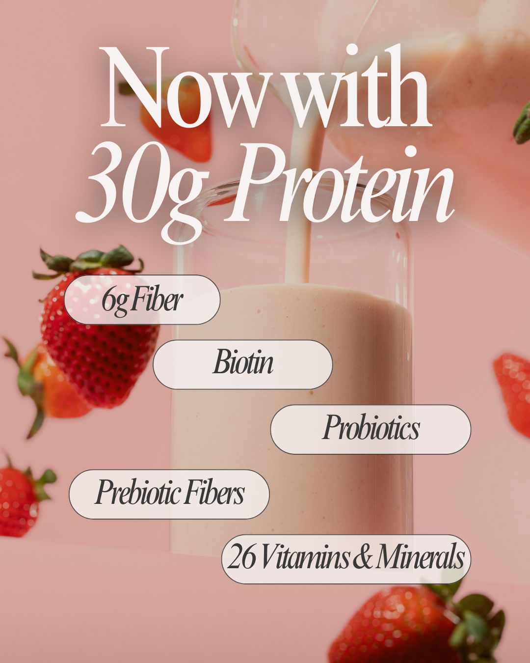 30G Protein Strawberries & Cream Biocare Dietary Beverage (14-Count) - Trending Wellness Store