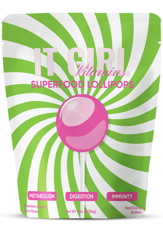 It Girl Superfood Greens Lollipops - Vegan Candy with Supergreens, Vitamins & Antioxidants - Trending Wellness Store