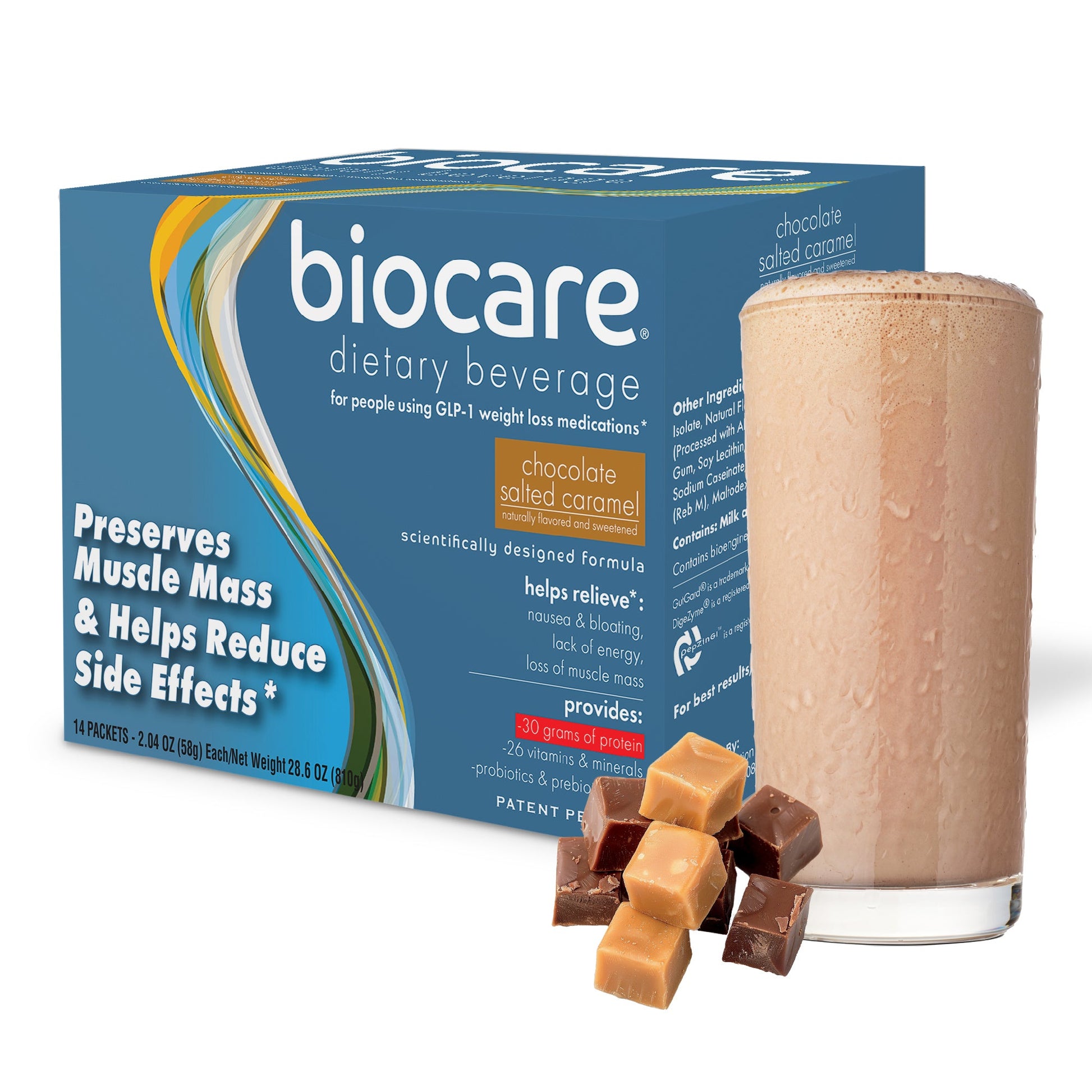 30G Protein Chocolate Salted Caramel Biocare Dietary Beverage (14-Count) - Trending Wellness Store