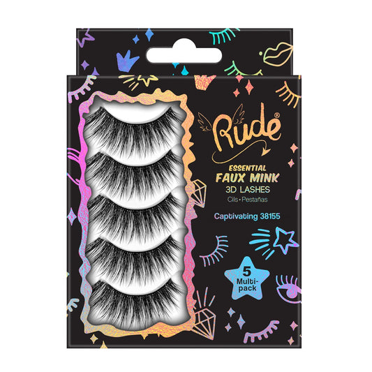 Rude Essential Faux Mink 3D Lashes 5 Multi-Pack - Captivating - Trending Wellness Store