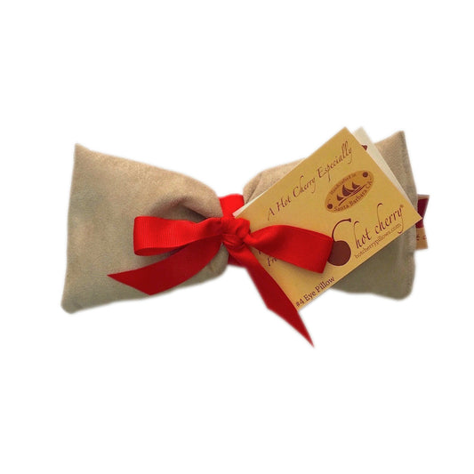 Hot Cherry Eye Pillow in Tan Ultra-suede - Trending Wellness Store