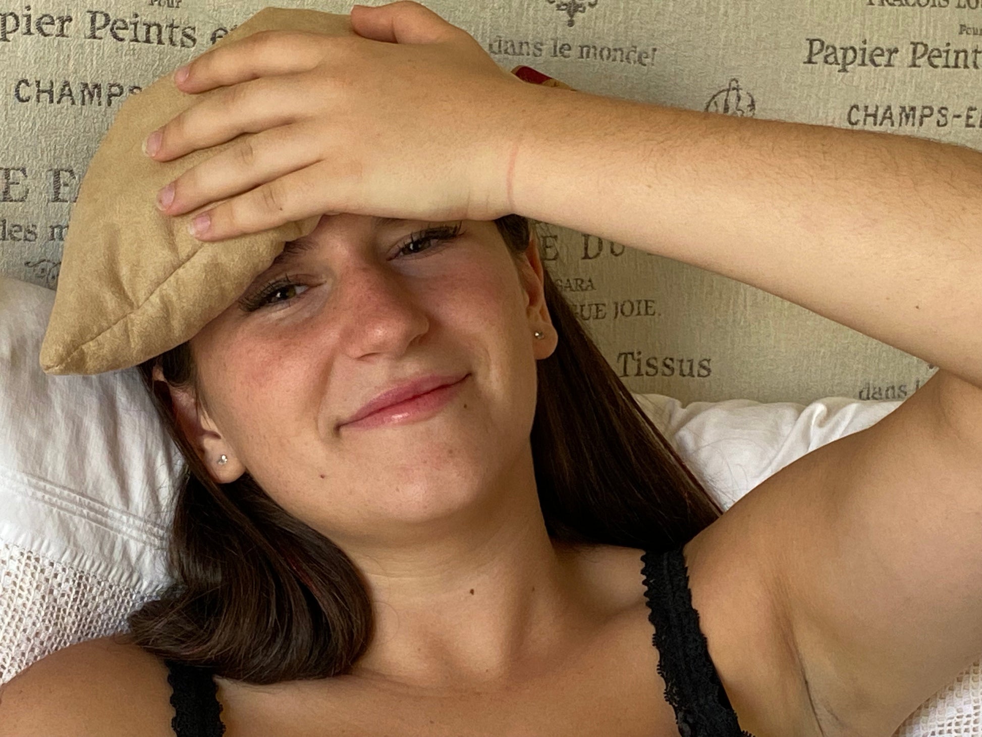 Hot Cherry Eye Pillow in Tan Ultra-suede - Trending Wellness Store