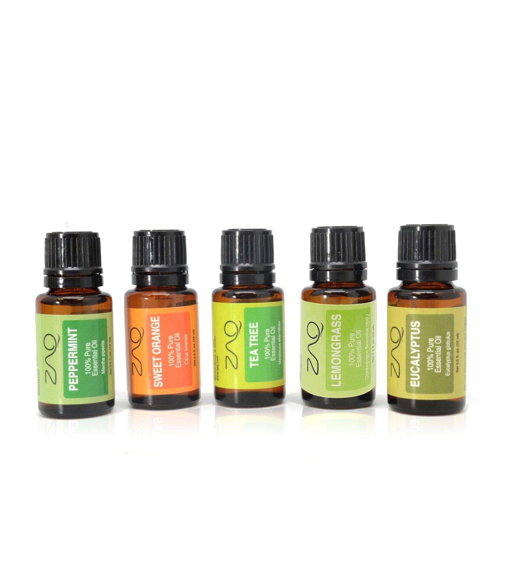 Gift Set-5 Pack - Essential Oils - (Eucalyptus, Lemongrass, Orange, Peppermint, Tea Tree) - Trending Wellness Store
