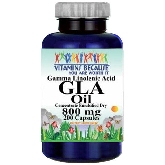 GLA (Gamma Linolenic Acid) 800mg 200 Caps by Vitamins Because - Trending Wellness Store
