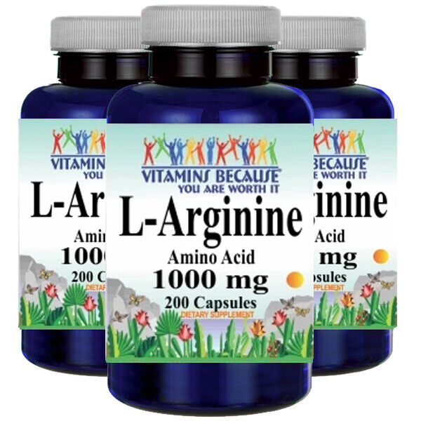 L-Arginine Free Form 1000mg 3X200 Capsules by Vitamins Because - Trending Wellness Store