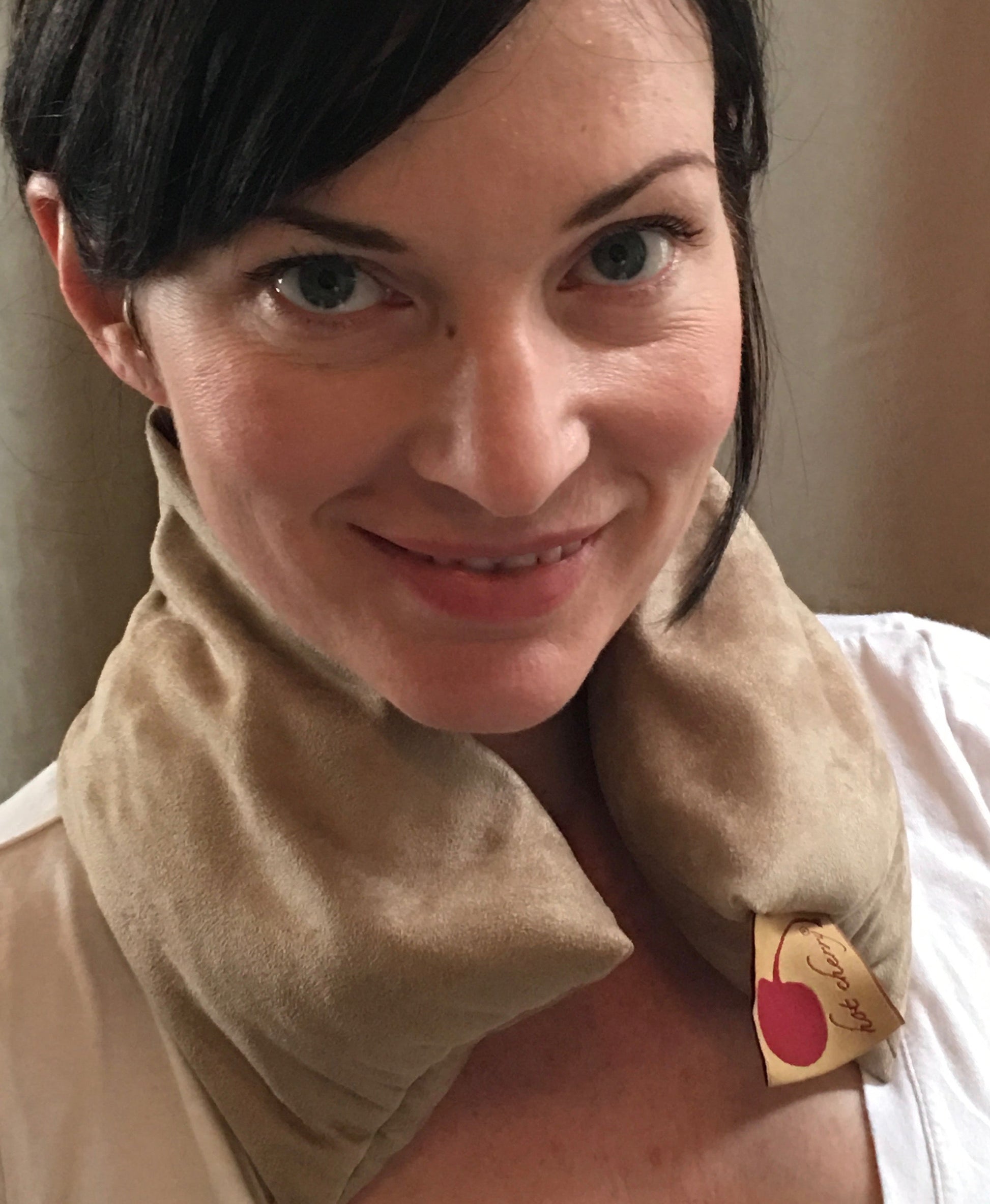 Hot Cherry Neck Wrap in Plush Tan Ultra-suede - Trending Wellness Store